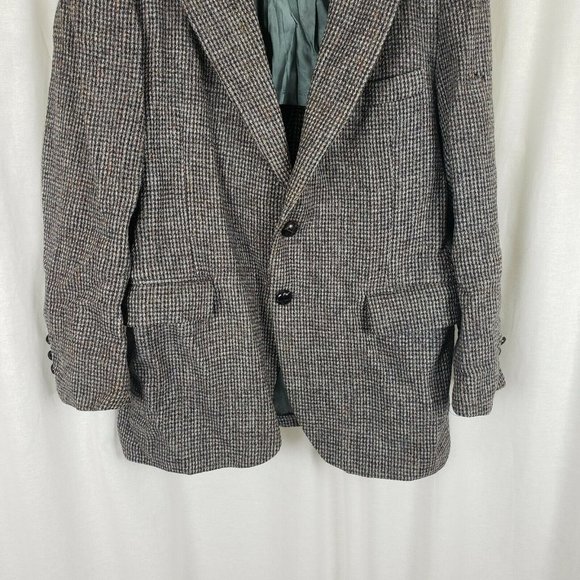 Vintage HARRIS Tweed Blazer Wool Sport Coat Jacket Mens 40 42 USA Mid Century - Picture 3 of 7